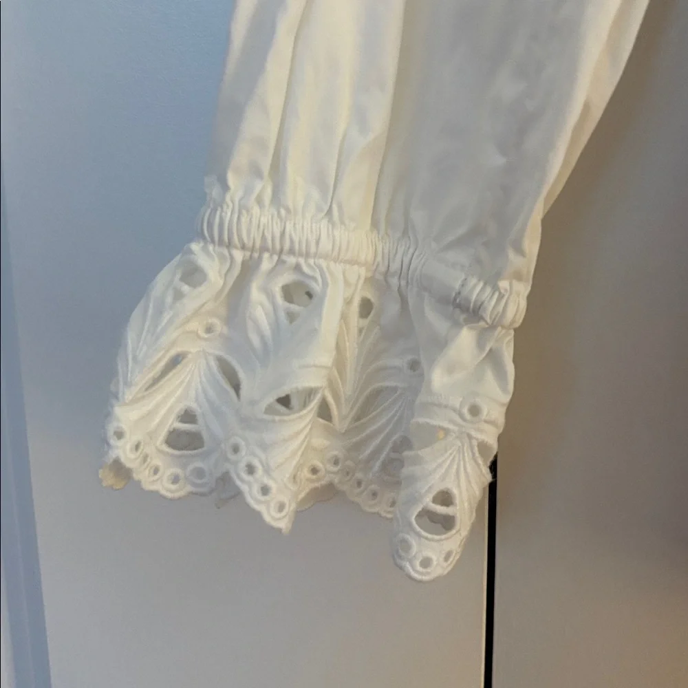Lilly Pulitzer White Lace Trim Blouse, Medium - Picture 4 of 5